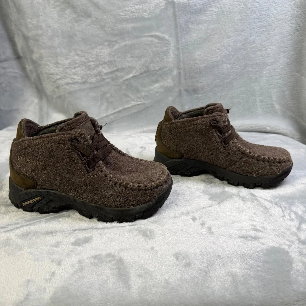 Patagonia Alpaca Brown Youth 10 Wool Moccasin Hiking Boots T3022Y